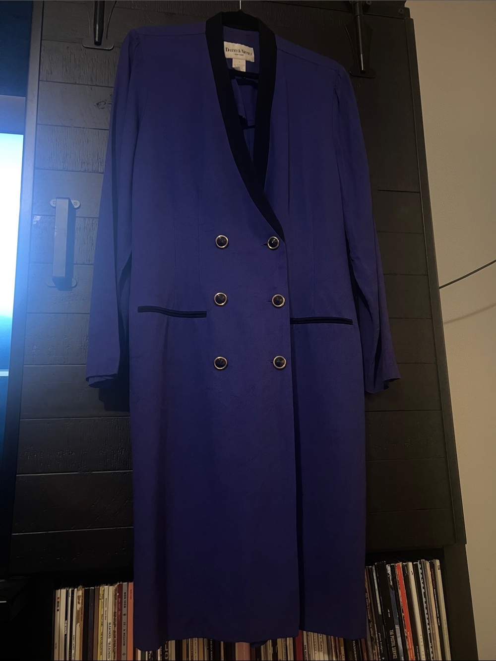 Vintage 80’s Danny & Nicole Double-Breasted Long Coat in Cobalt Blue